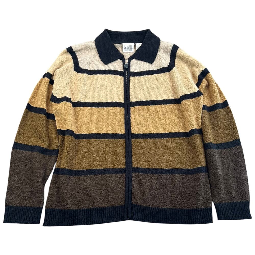 Jason Maxwell Y2K Colorblock Full Zip Collared Wool Blend Sweater Cardigan L